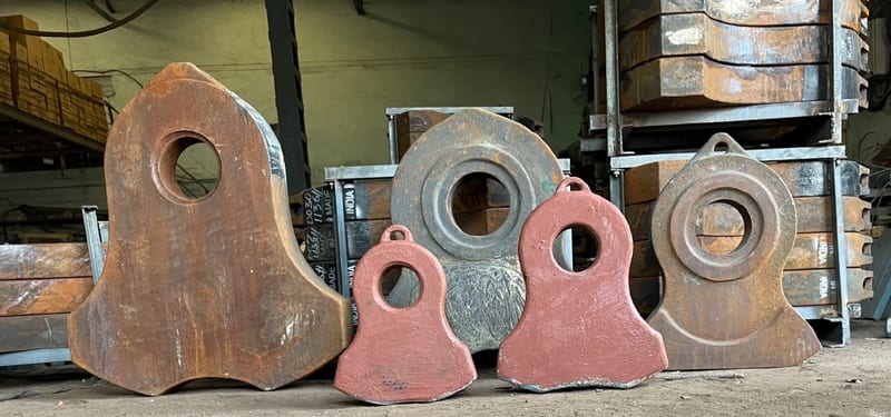 Manganese steel shredder hammer castings after heat treatment